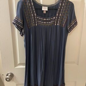 Knox Rose Blue and Gold Embroidered Blouse